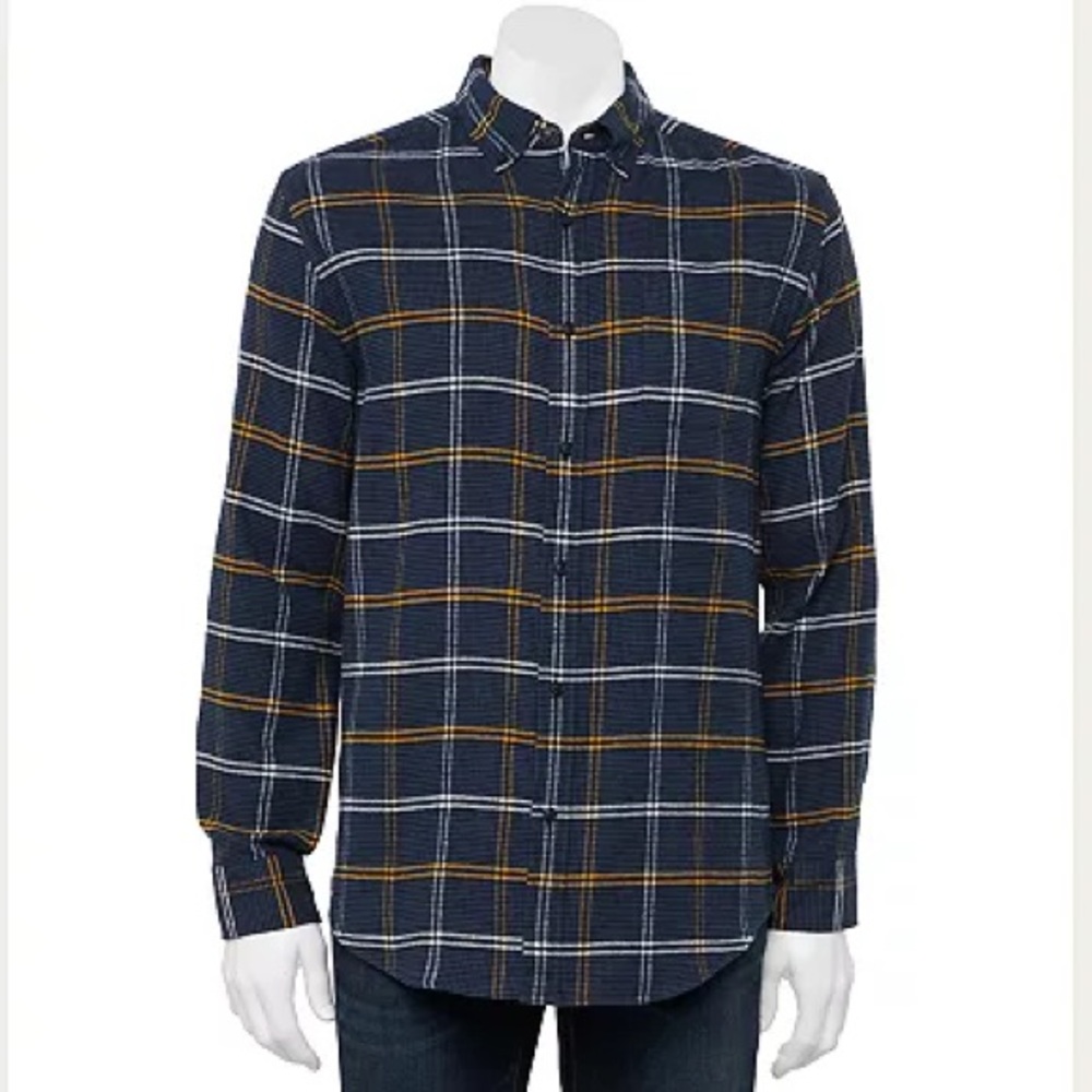 Croft & Barrow Men’s Flannel Button Up Casual Button Down Plaid Shirt Size XL